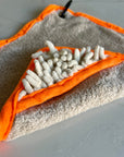 Mini Dog Towel + Clip, Beige & Orange