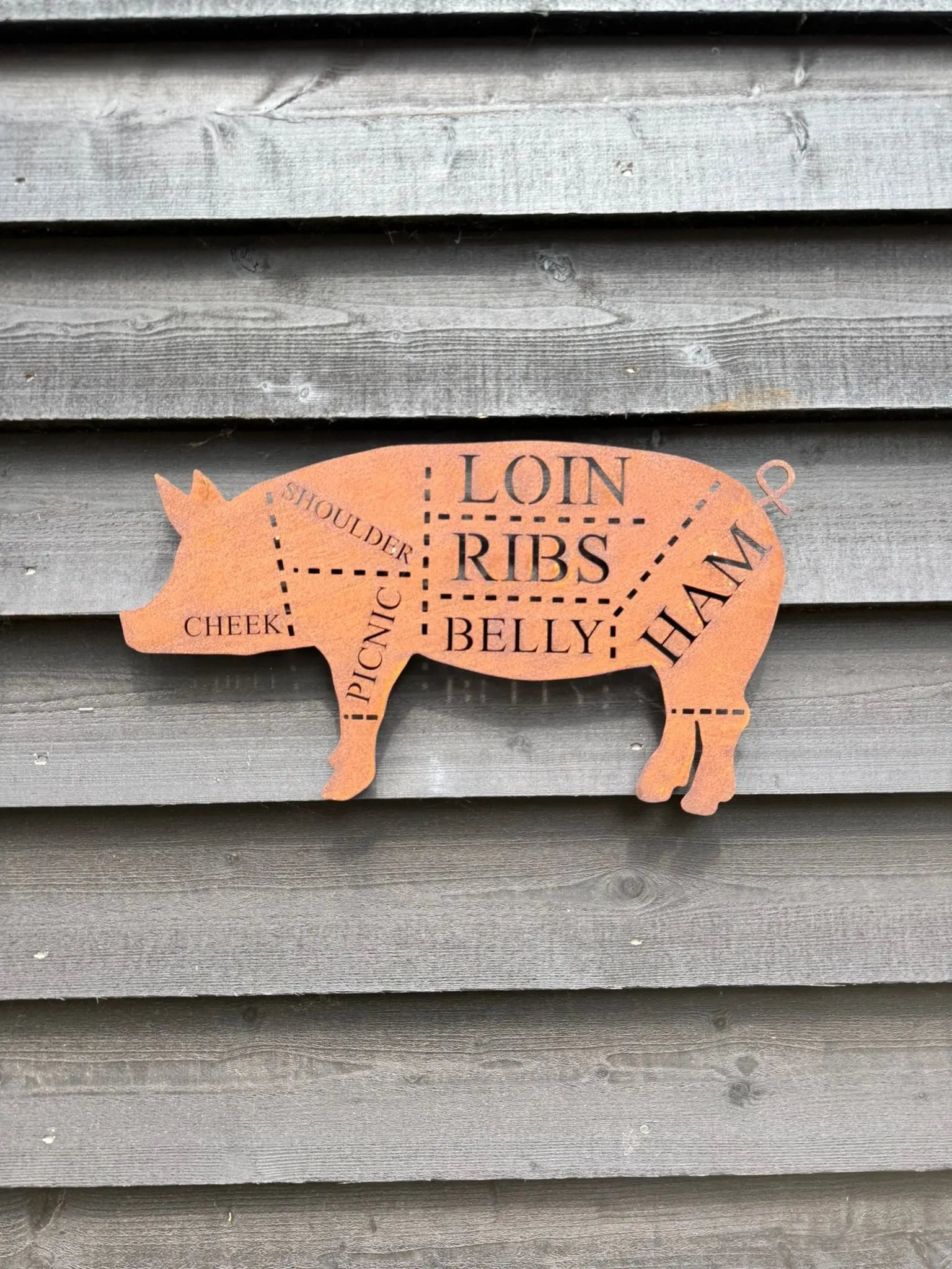 Metal Butchers Cuts Pig Sign