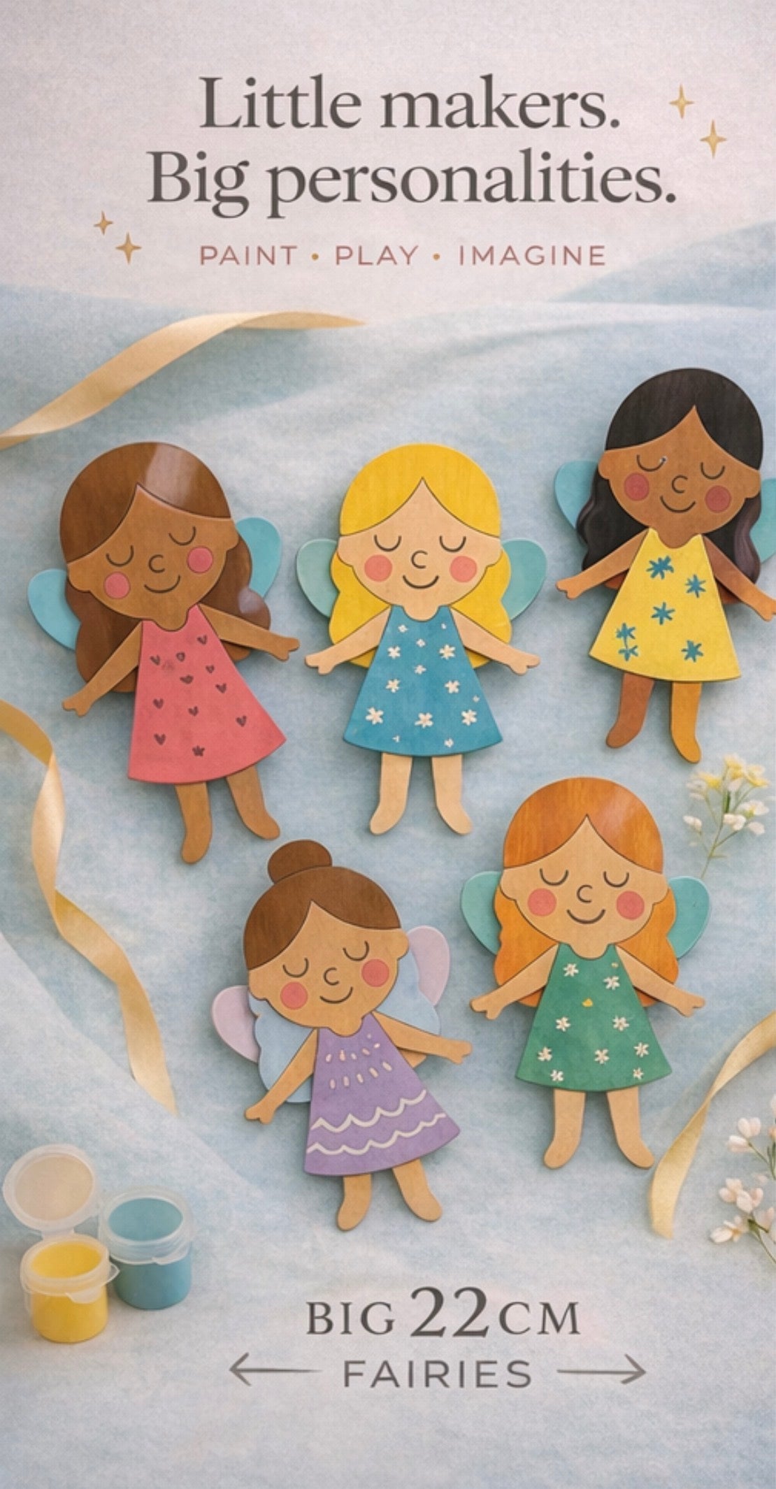 Paint-Your-Own Fairy Kit – 22cm Create any fairy perfect for party favours and stocking fillers
