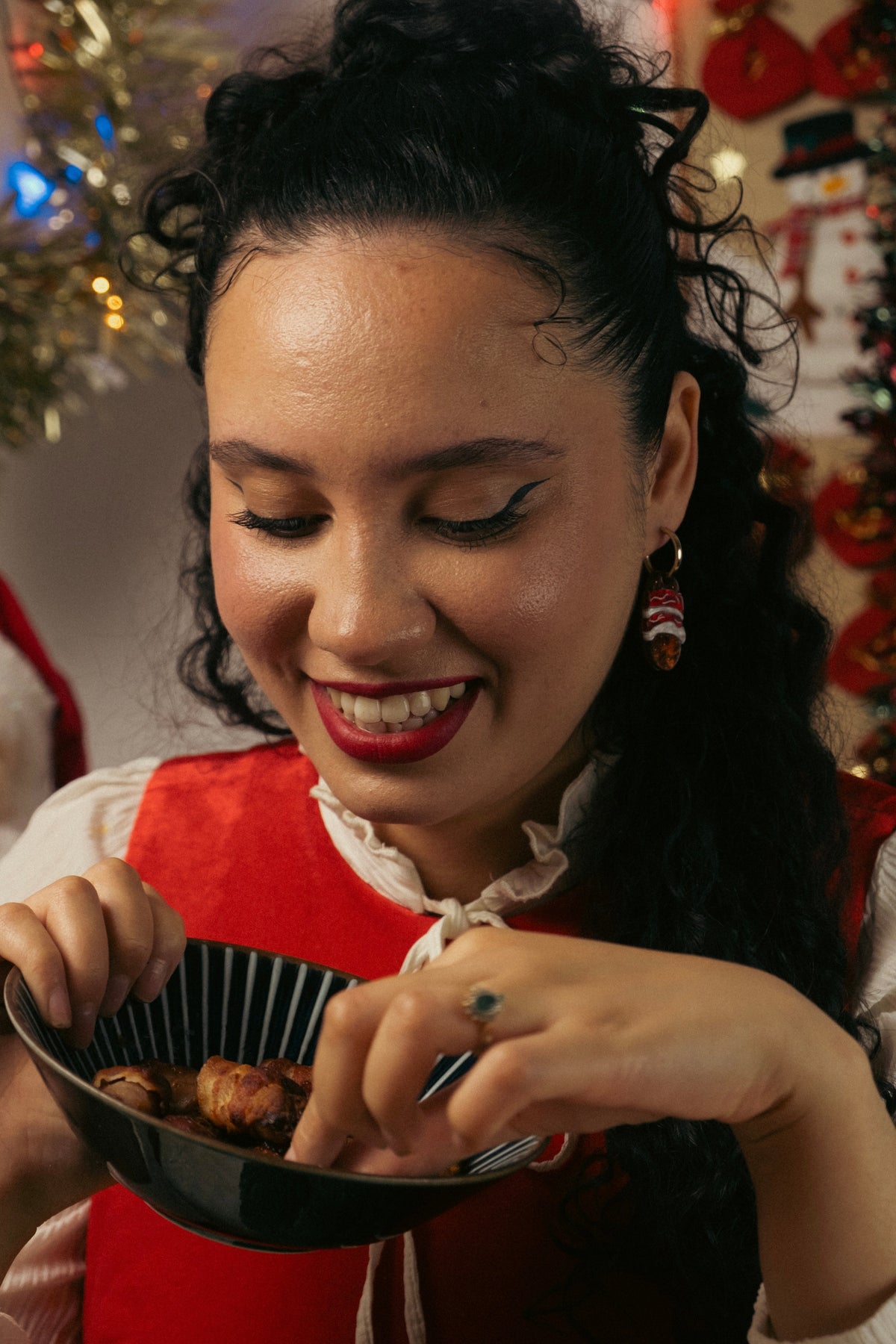 Pigs in Blankets Hoop Earrings