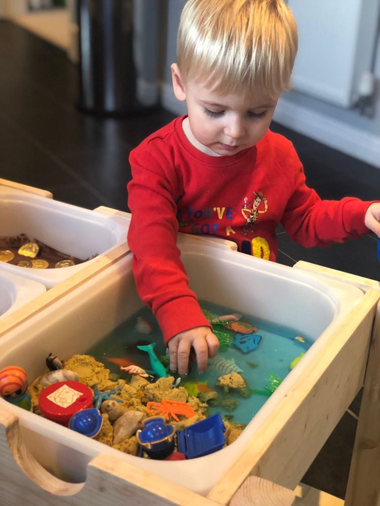 Premium Sensory Table for Kids - Montessori Learning, Indoor Outdoor Play with Removable Trays for Sand, Water, Rice, and More by Vincabel&#39;s Playground at brixbailey.com