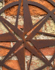 Rusty Compass Garden Decoration , Wall Or Fence Ornament