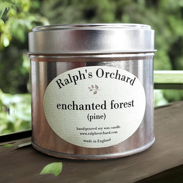 Luxury enchanted forest pine scented candle, hand-poured in England, premium pine needles cedar oakmoss fragrance, autumn winter collection by Ralph's Orchard at brixbailey.com