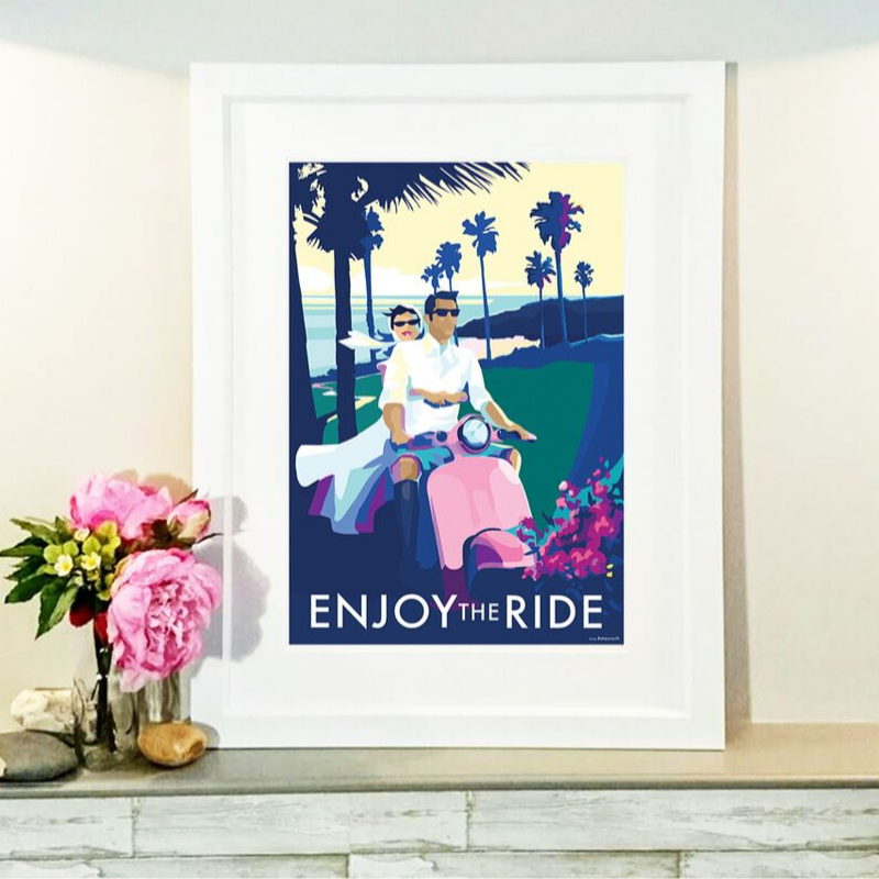 Enjoy the Ride Vintage Seaside Poster Print