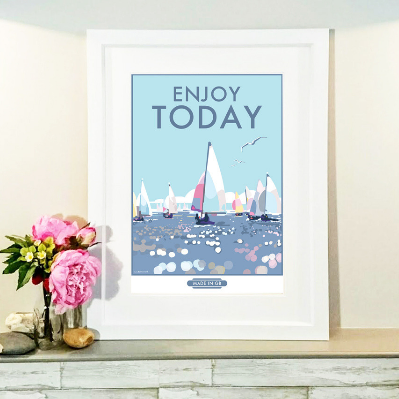 Enjoy Today Vintage Seaside Poster Print