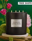 55oz Natural Non-Toxic Candle, Rosewater, Peony Water, Washed Woods