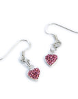 Sterling Silver Pink CZ Heart Hook Earrings