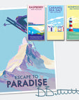 Escape to Paradise Vintage Ski Poster