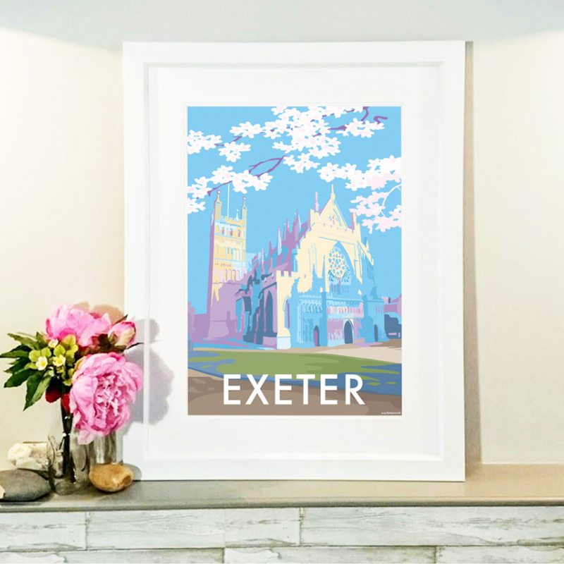 Exeter Vintage Travel Poster Print