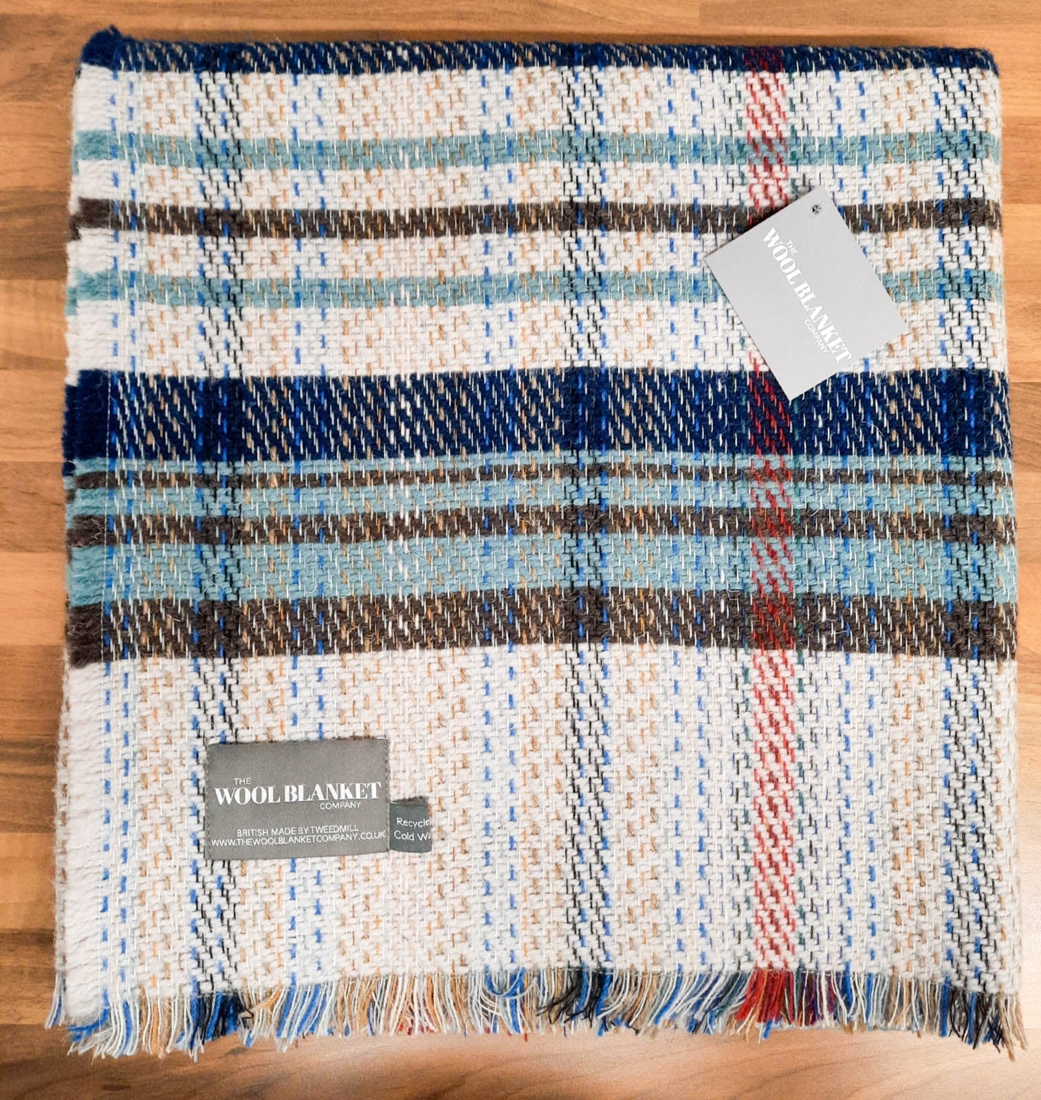 Large Checked Random Recycled Wool Blanket