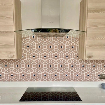 Luxury Ella porcelain floor tiles, premium anti-slip hexagonal tiles with floral pattern, pink indoor-outdoor tiles by Maria Starling Design at brixbailey.com