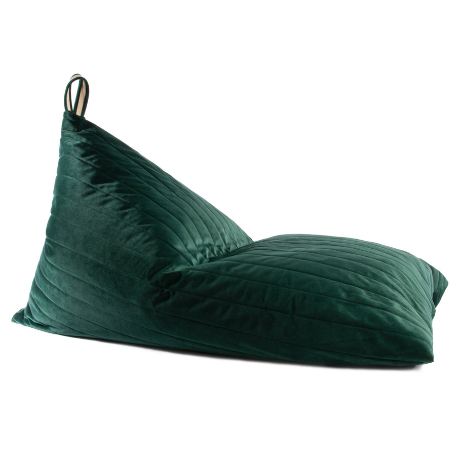 Premium Essaouira Jungle Green Velvet Beanbag, luxury eco-velvet kids seating, stylish removable cover, handcrafted in Barcelona by Ella James at brixbailey.com
