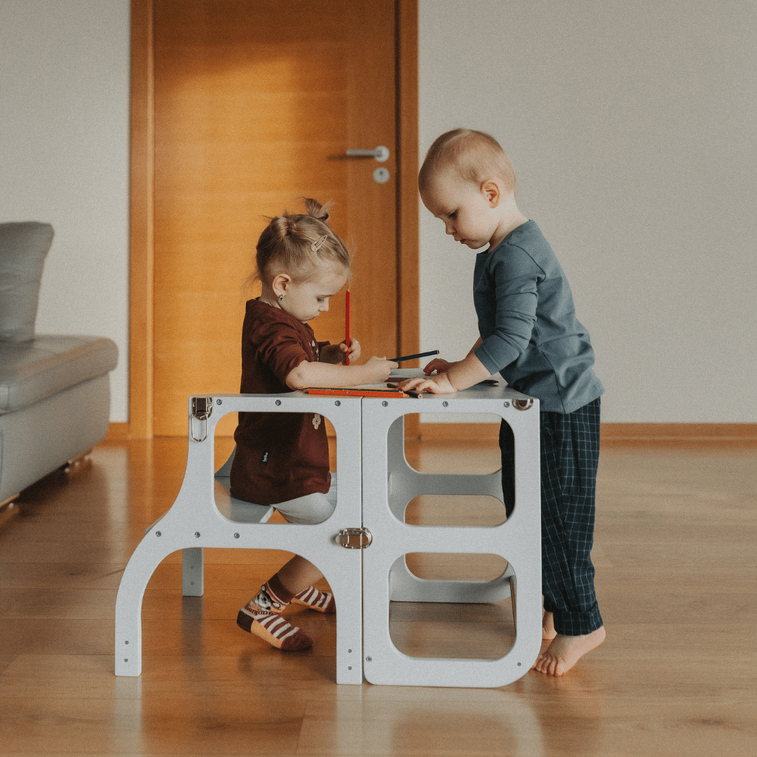 STEP’n’SIT® Helper Tower-Table for Kids – Montessori 2-in-1 Design by Ette Tete at www.brixbailey.com