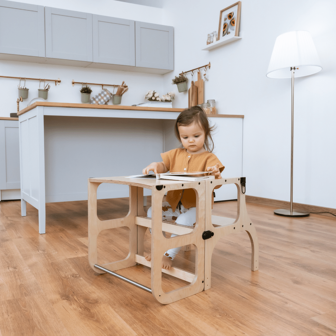 STEP’n’SIT® Helper Tower – Multifunctional Montessori Table &amp; Tower by Ette Tete at www.brixbailey.com