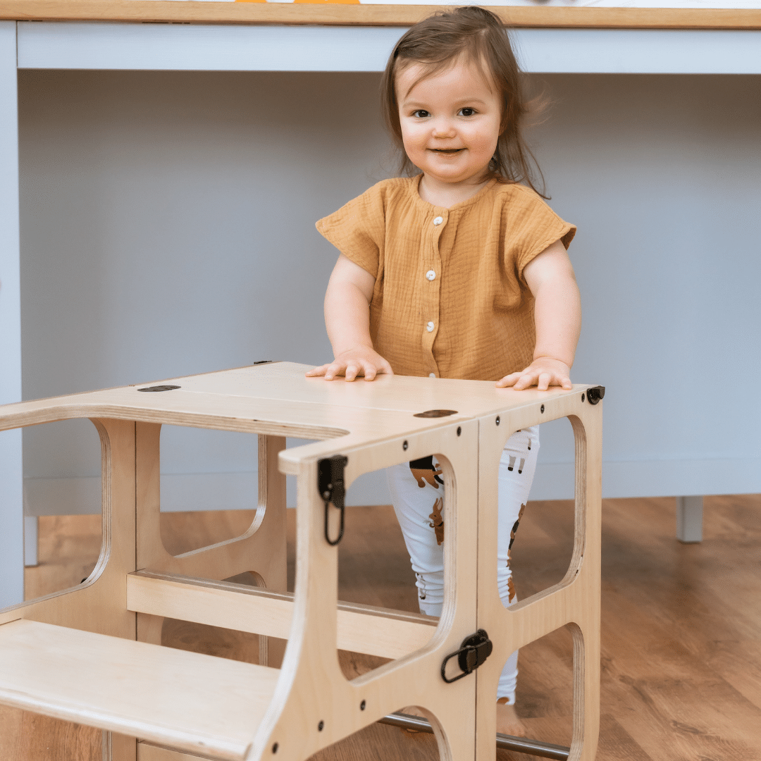 Convertible Two in One Wooden Helper Tower and Table