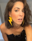 Extra large leopard print lightning bolt earrings