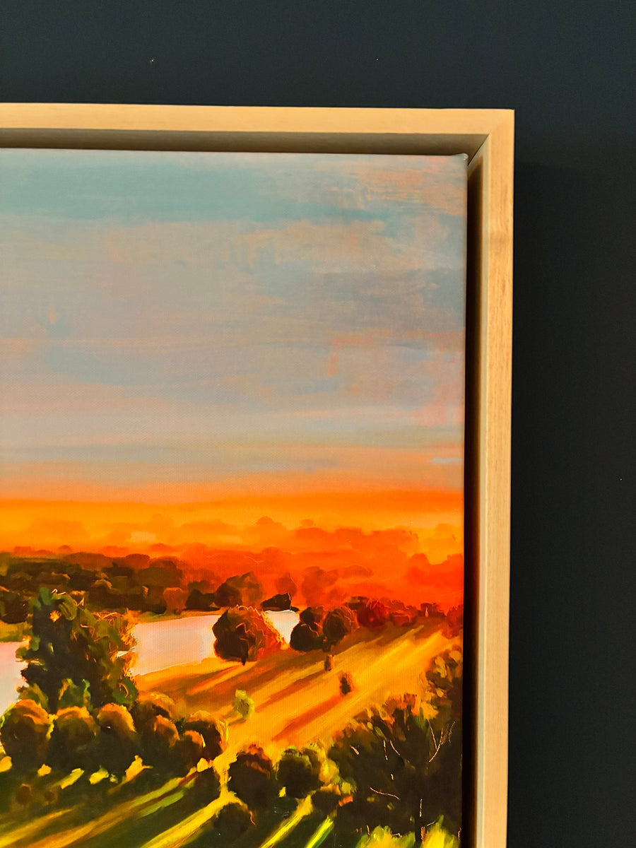 Sunrise on Corsham Court 2 luxury fine art canvas print, hand embellished and signed, wood float frame, 24x32 or 36x48 inches by Michael Sutherland Art at brixbailey.com