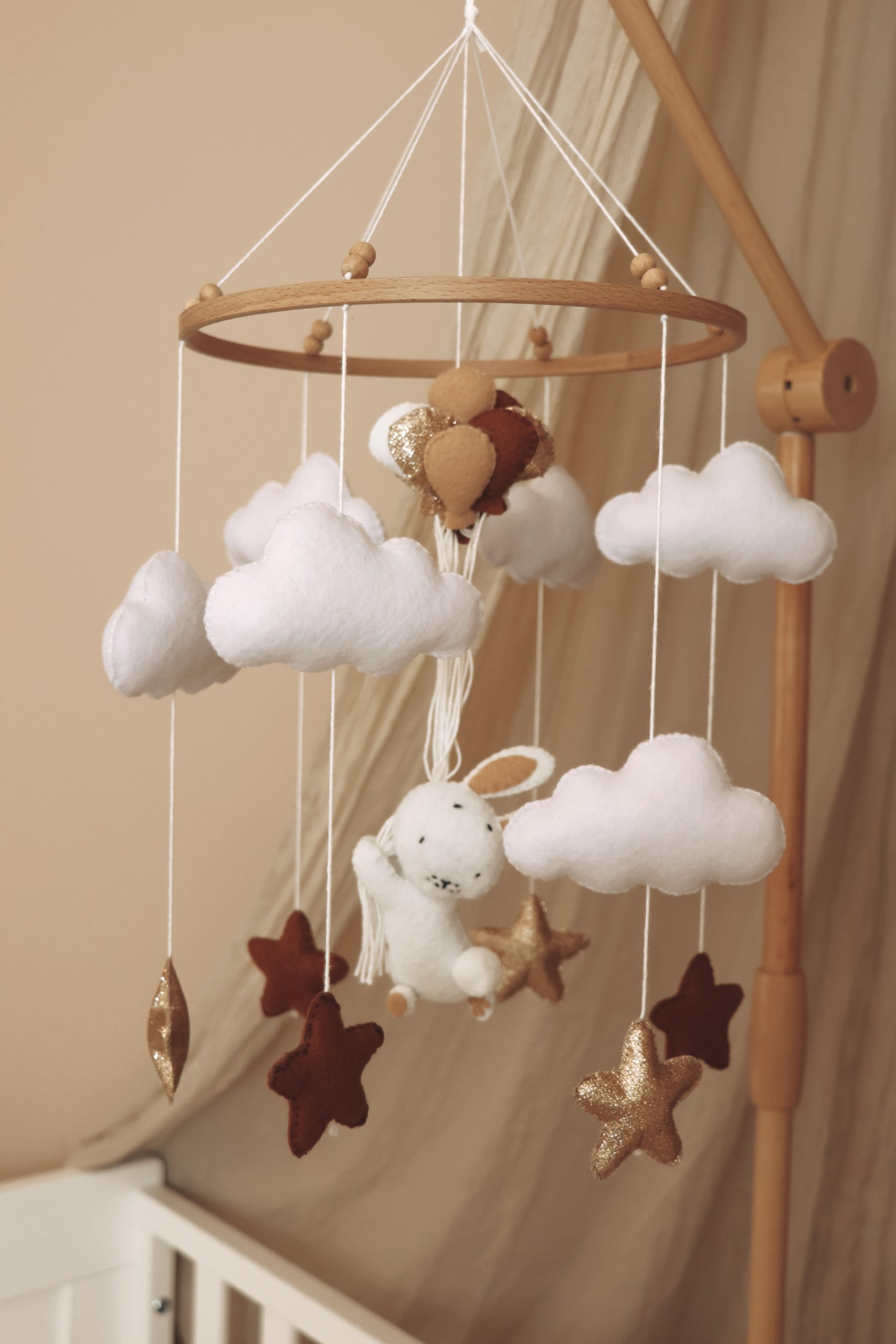 Handmade Bunny baby mobile  bordeaux-0