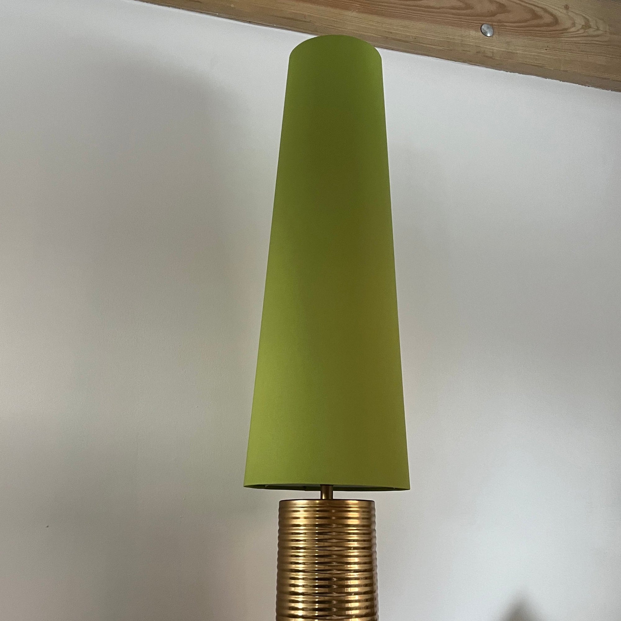 Chartreuse Green Cotton Lampshade | Extra Tall Cone Light Shade | Bespoke Handmade UK