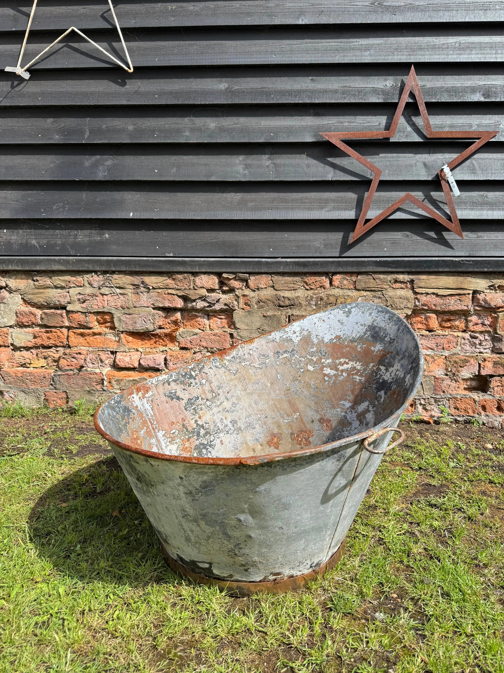 Vintage Galvanised Metal Bath Tub Garden Planter Vintage Rustic Display