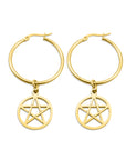 Gold Pentacle Hoop Earrings