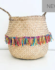 Rainbow tassel trim basket - Large