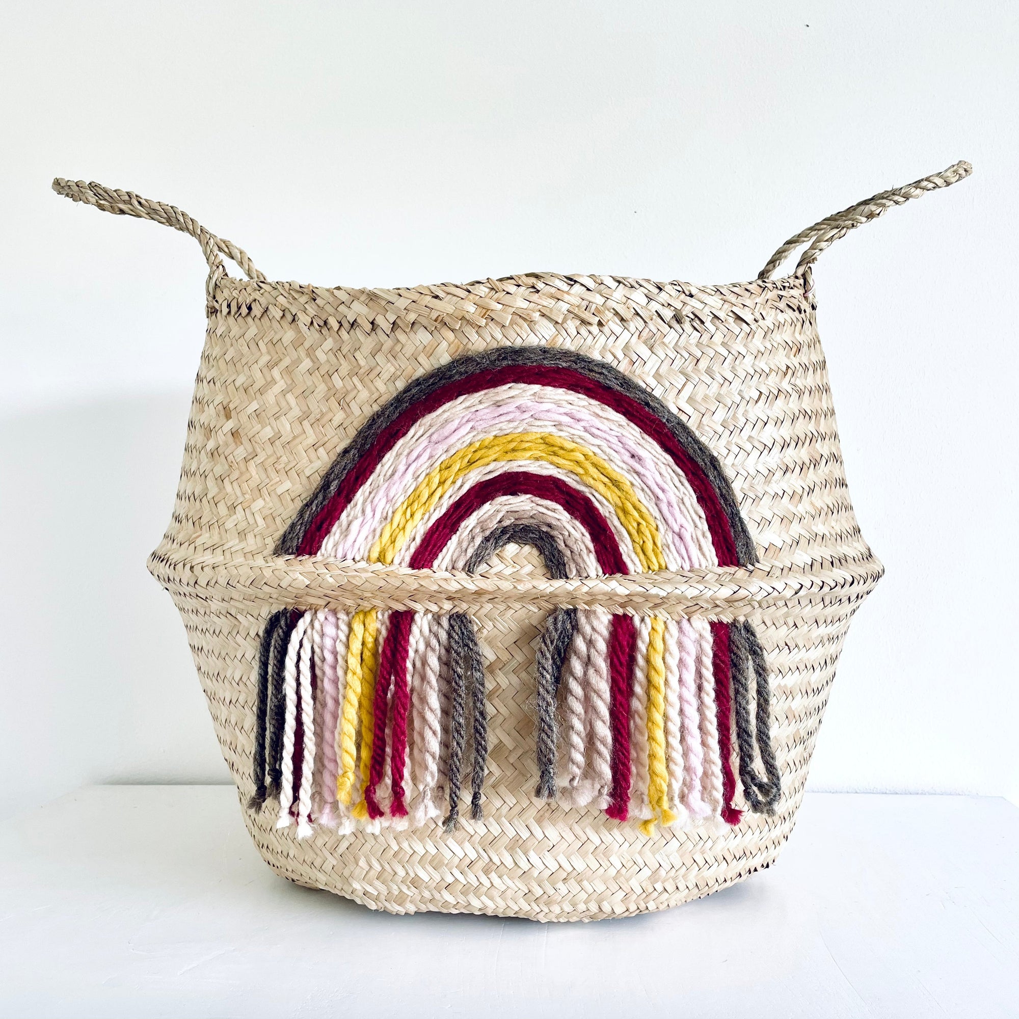 Maroon tassel rainbow basket - Extra Large