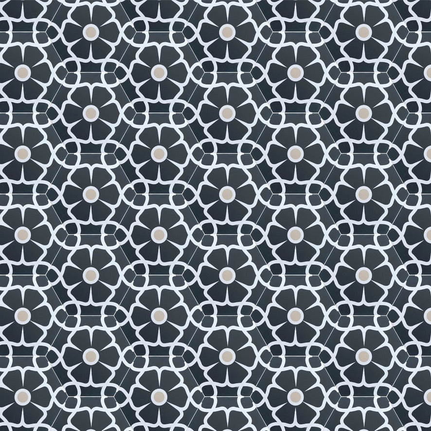 Luxury Ella White porcelain hexagon floor tiles, premium anti-slip floral patterned tiles for indoor and outdoor use by Maria Starling Design at brixbailey.com