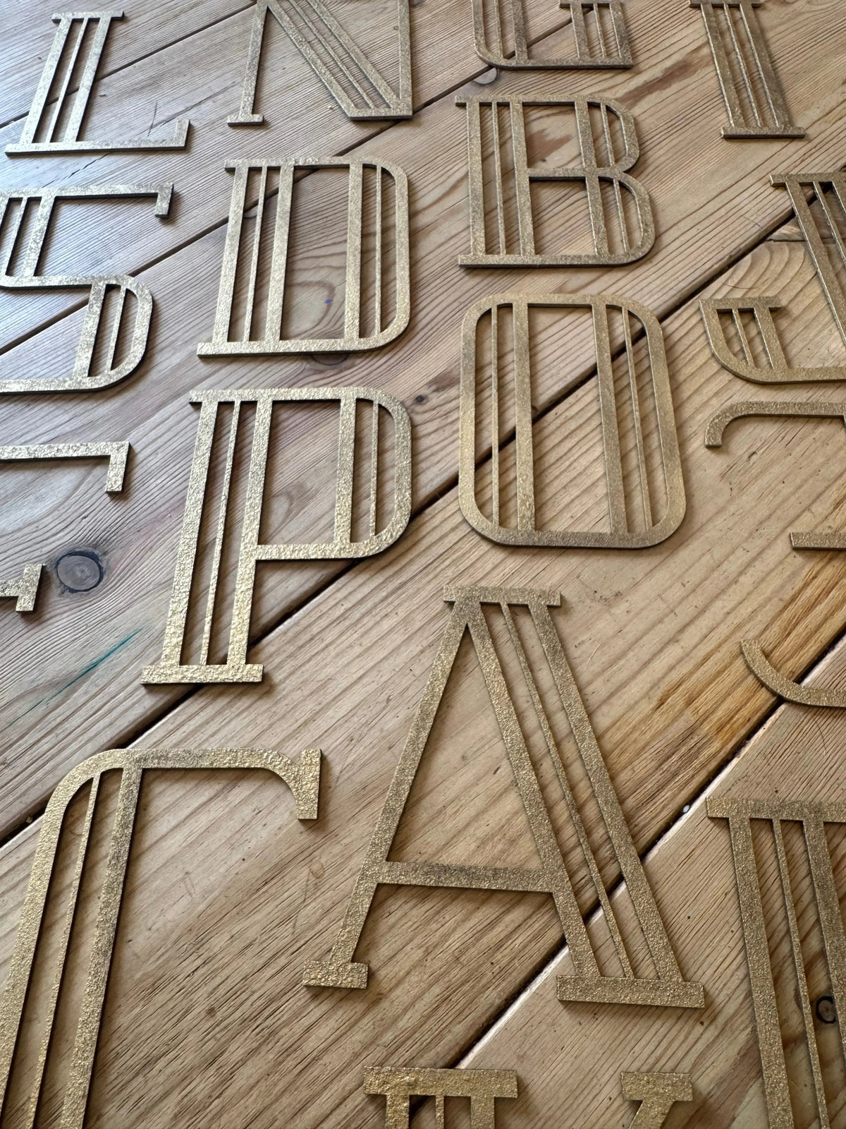 Gold Art Deco Metal Alphabet Letters – 5” or 12” Decorative Lettering A–Z