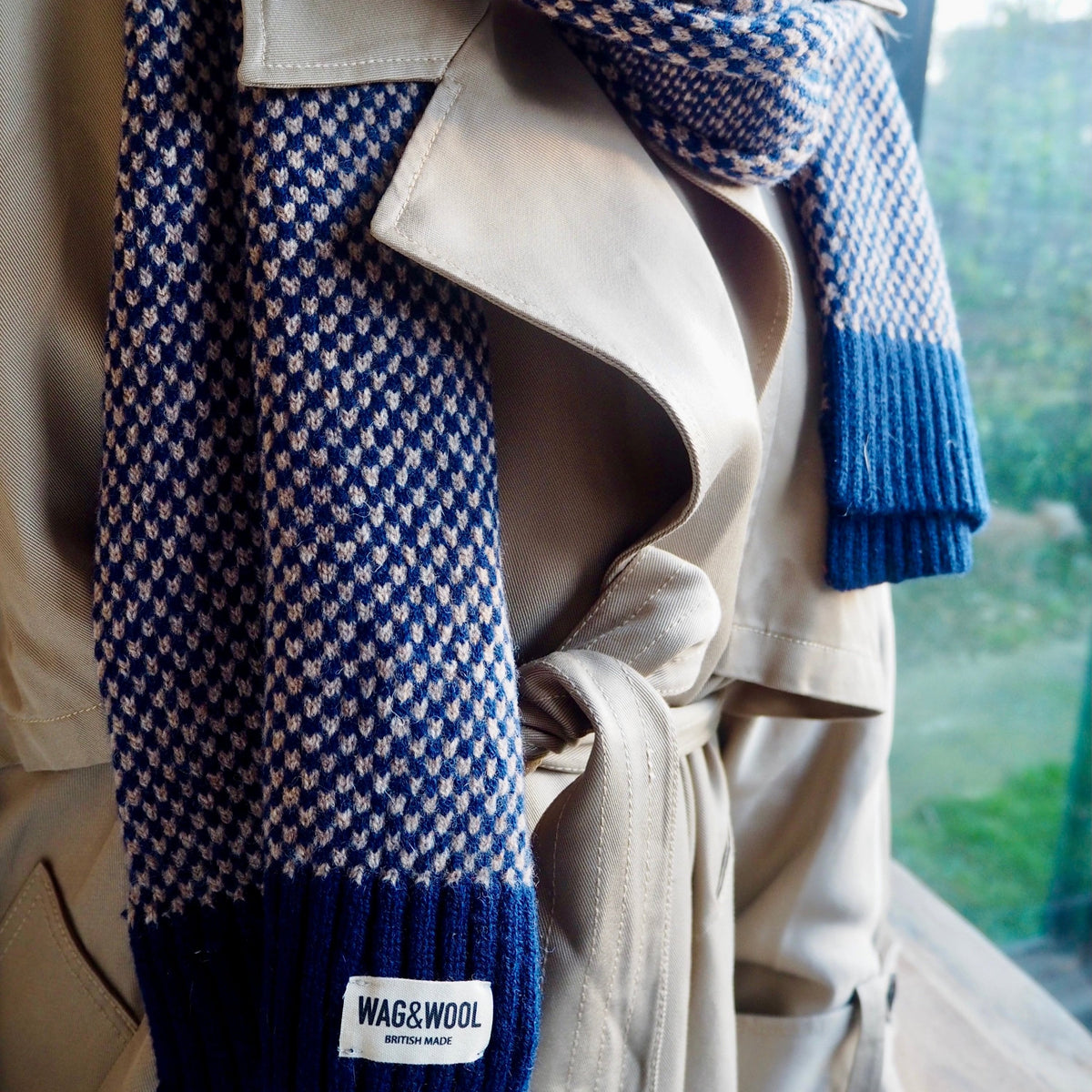 Navy Merino Lambswool Scarf | Sustainable &amp; British Made