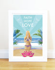 Faith Hope Love Vintage Yoga Mindfulness Poster