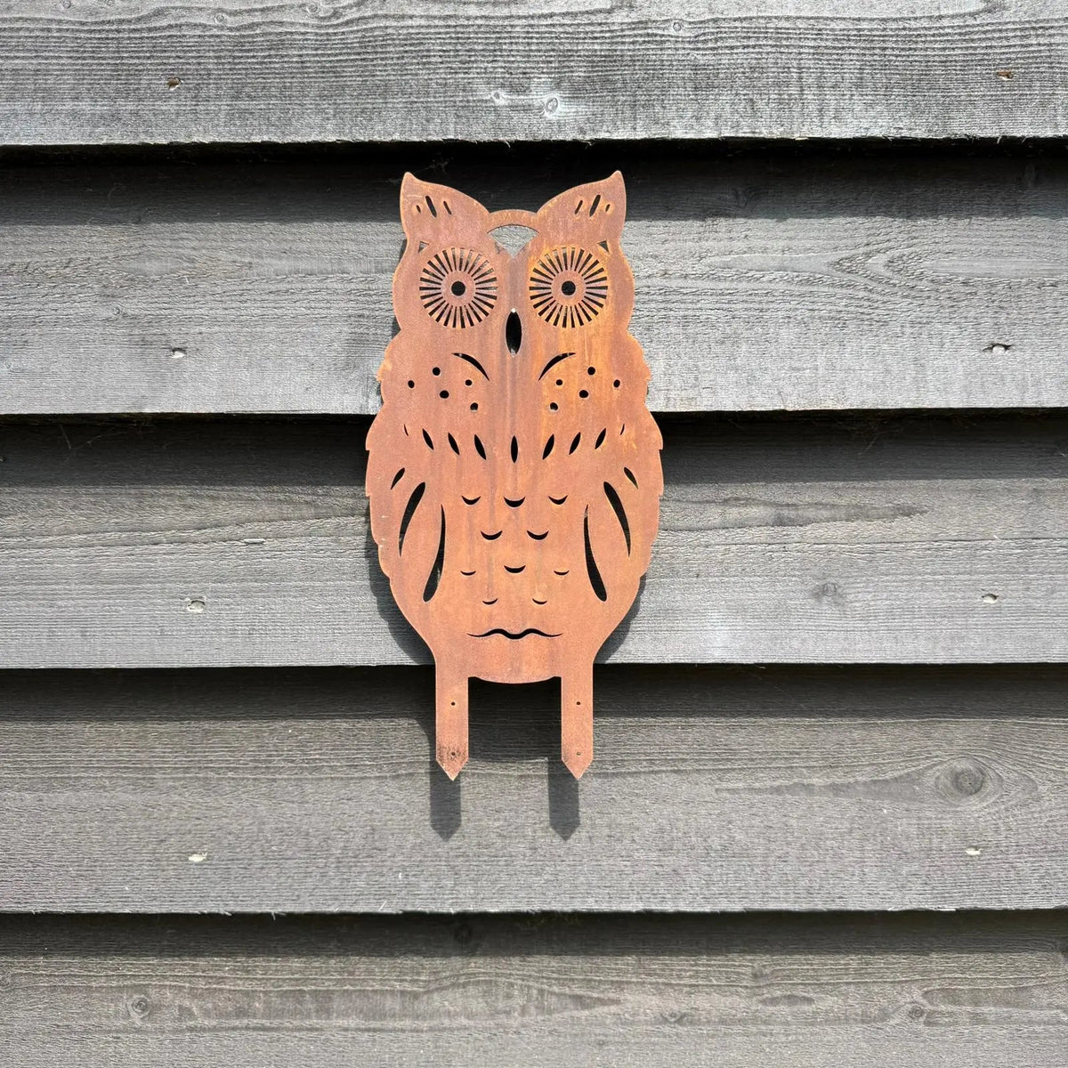 Rusty Metal Standing Owl Garden Decoration