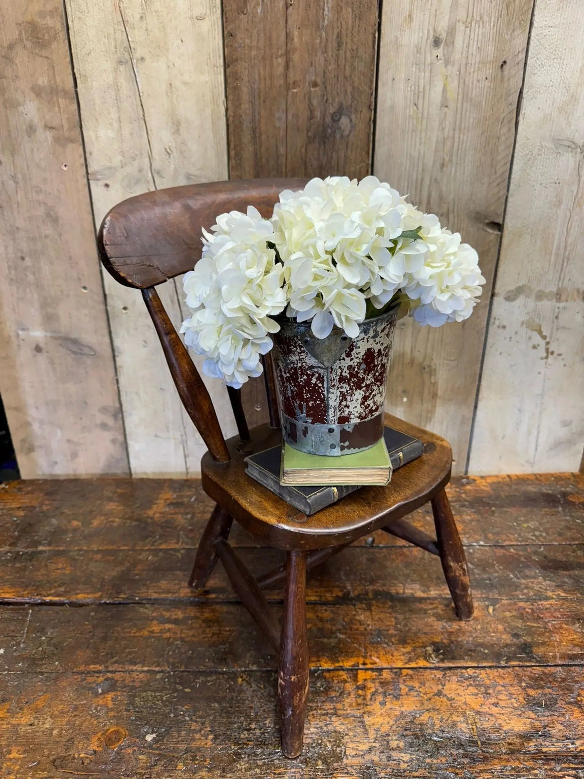 Antique Child’s Chair with Oak Seat – Nursery Book Display Plant Stand Chair A