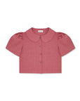 Frances Linen Cropped Blouse  - Berry - on pre-order for end of September delivery