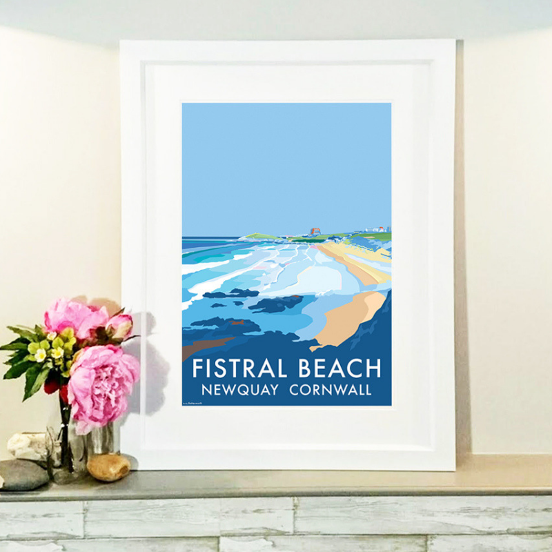 Fistral Beach Vintage Travel Poster Print