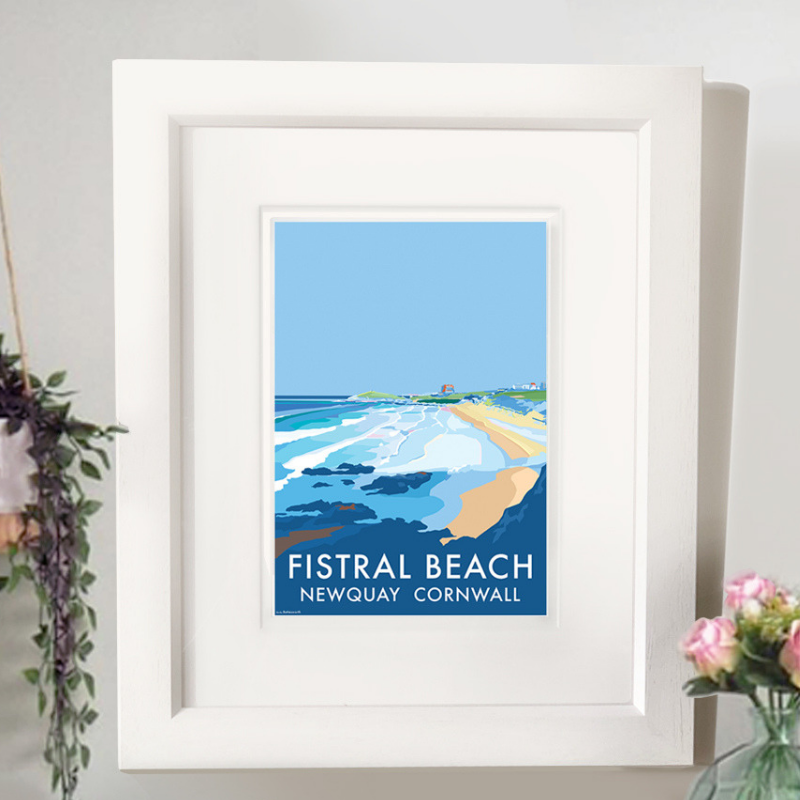 Fistral Beach Vintage Travel Poster Print