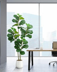 Faux Fiddle Leaf Fig Tree In White Planter 6'