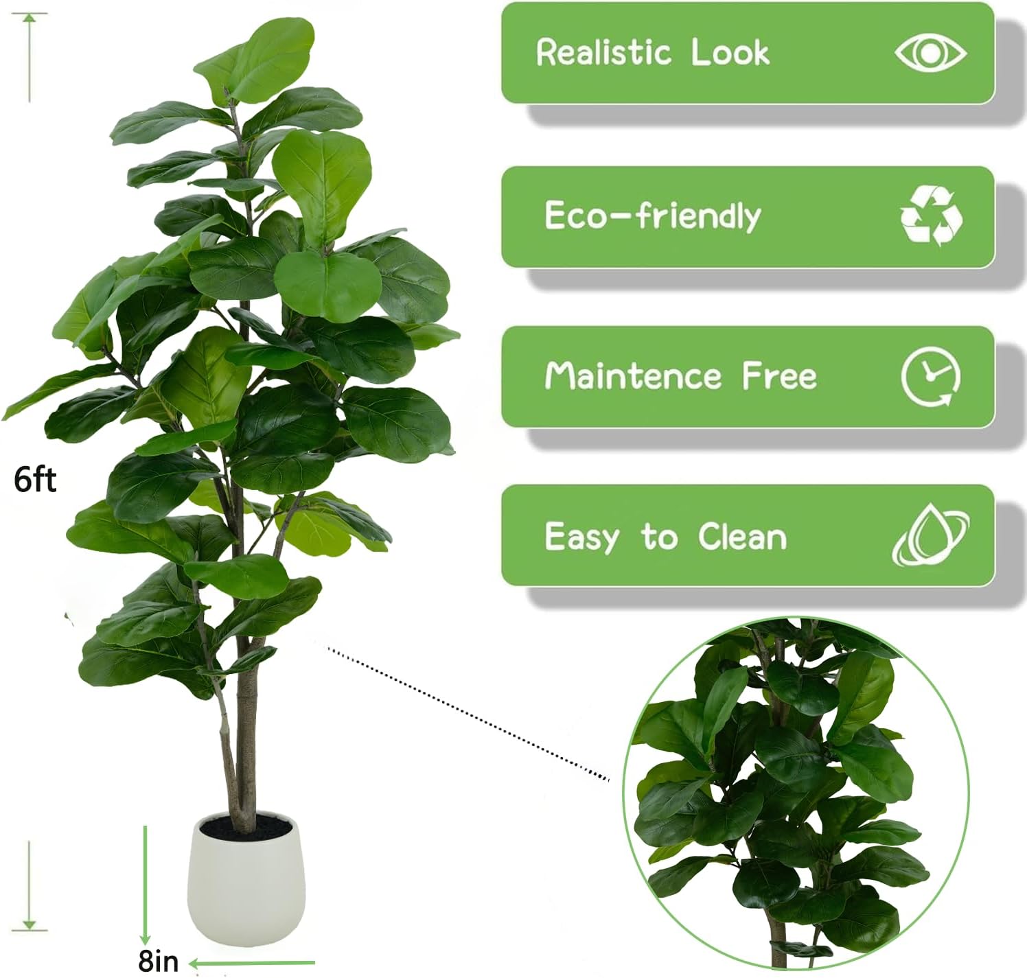 Faux Fiddle Leaf Fig Tree 6'