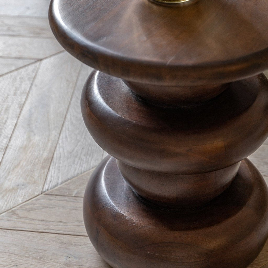 Luxury sculptural side table, premium mango wood with rich dark finish, retro stylish home decor by Ella James at brixbailey.com