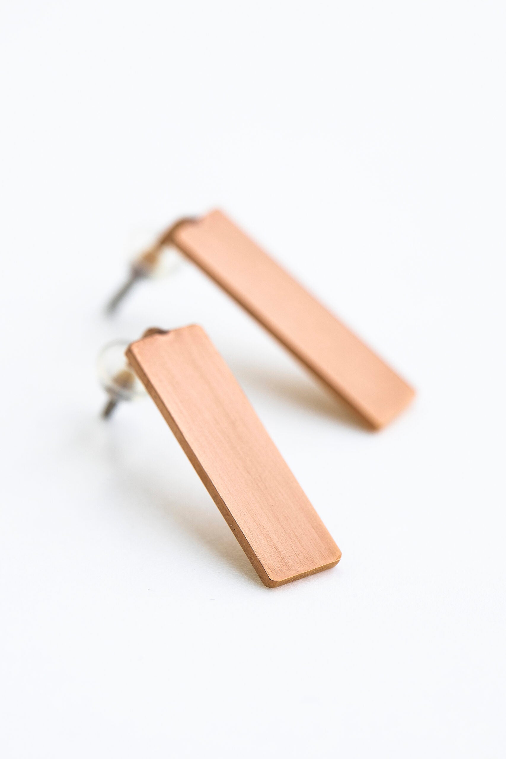 Corner Rose Gold Earrings with Brushed Finish