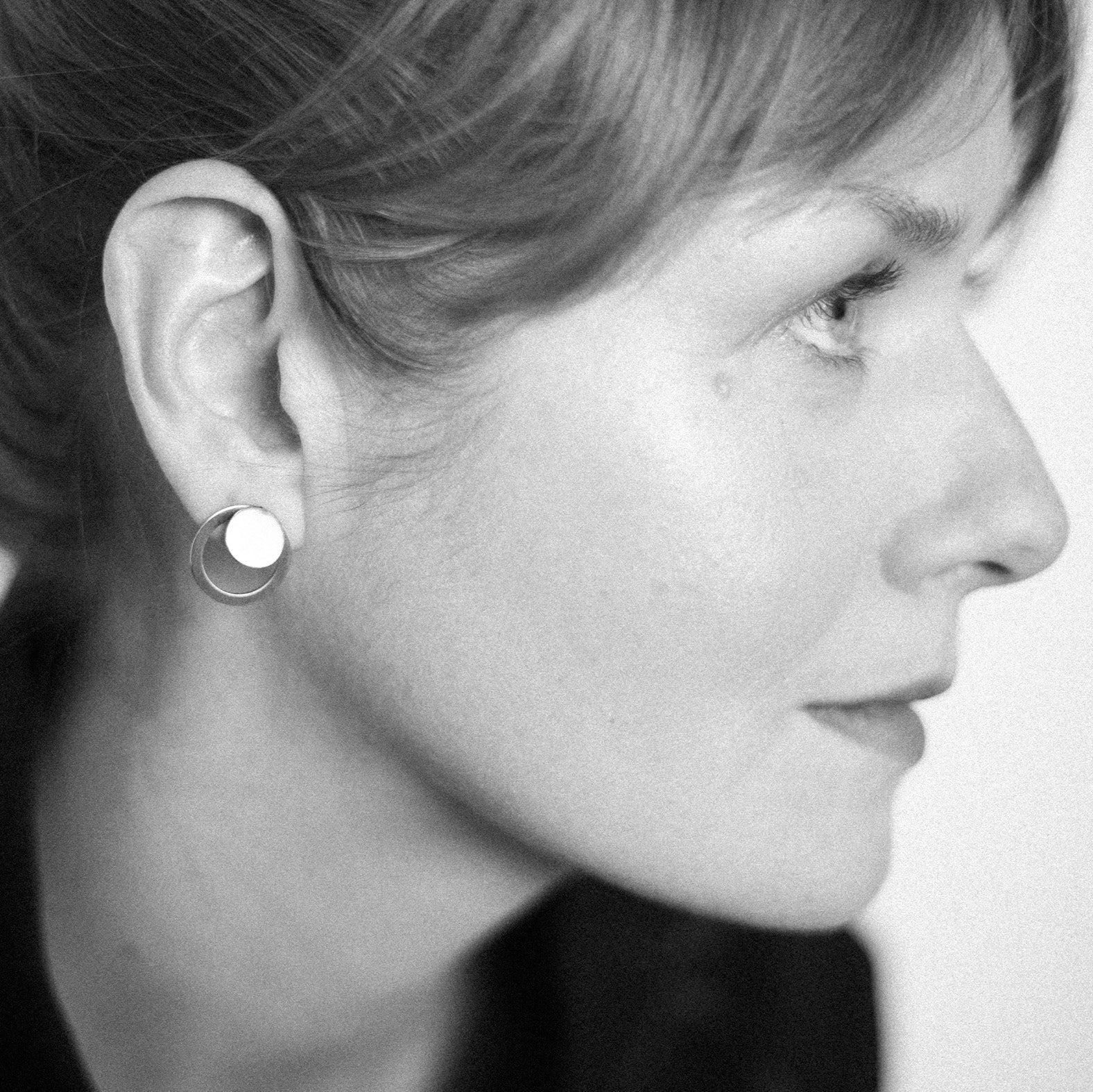 Polished Stainless Steel Luna Earrings