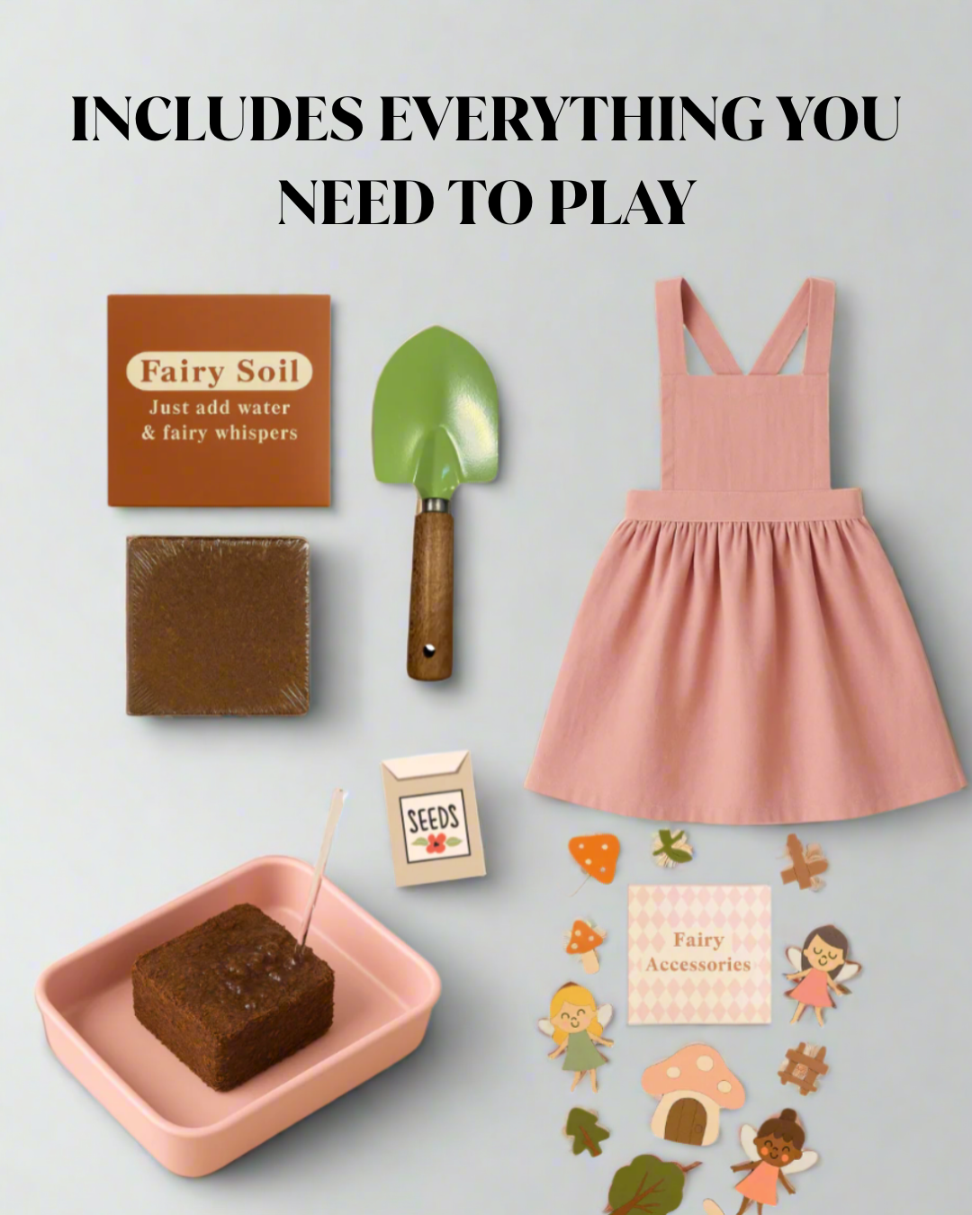 Fairy Gardening Kit for kids | Sensory Play set with Apron,Tray, Shovel, Fairies, Soil &amp; Seeds | The Playmakers Co
