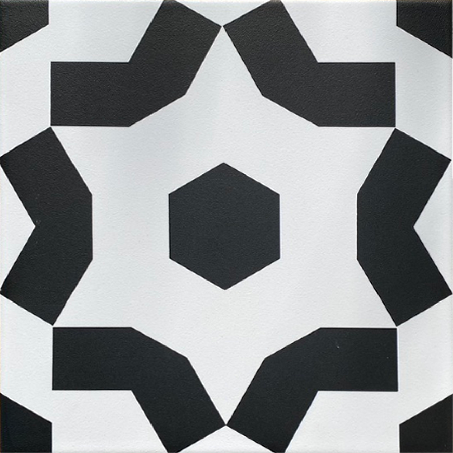 FAIZA black and white porcelain tile, luxury modern Moroccan floor and wall tiles, premium anti-slip outdoor and indoor tiles by Maria Starling Design at brixbailey.com