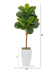 Artificial Fiddle Leaf Fig Tree in White Planter, 45”