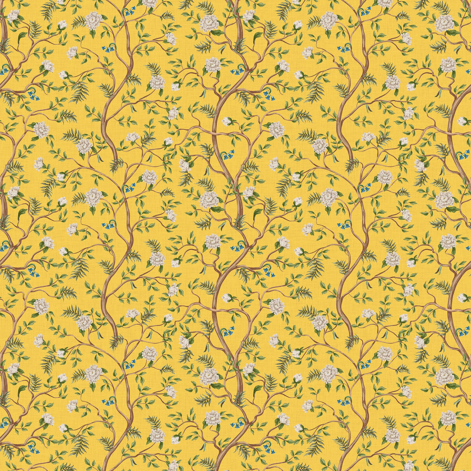 Asian Tree Wallpaper with Blue Birds