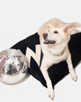 Dog Bed Big WOOF in Black Velvet