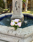 Faux peony flower arrangement in vase - 10"