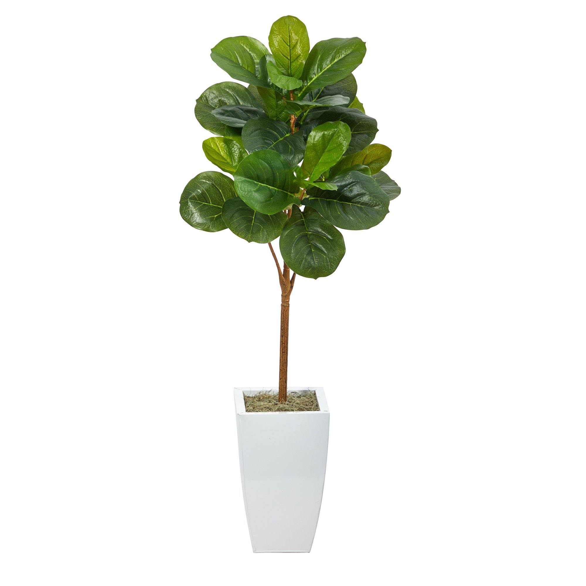 Artificial Fiddle Leaf Fig Tree in White Planter, 45”