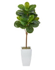 Artificial Fiddle Leaf Fig Tree in White Planter, 45”