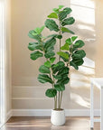 Faux Fiddle Leaf Fig Tree In White Planter 6'